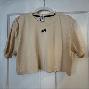 Alphalete Beige Boxy Crop Athletic Top